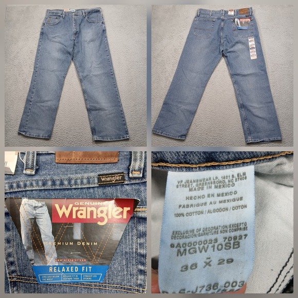 Wrangler Other - Wrangler Men's Relaxed Fit Jeans Size 36x29 Blue Denim Premium NWT